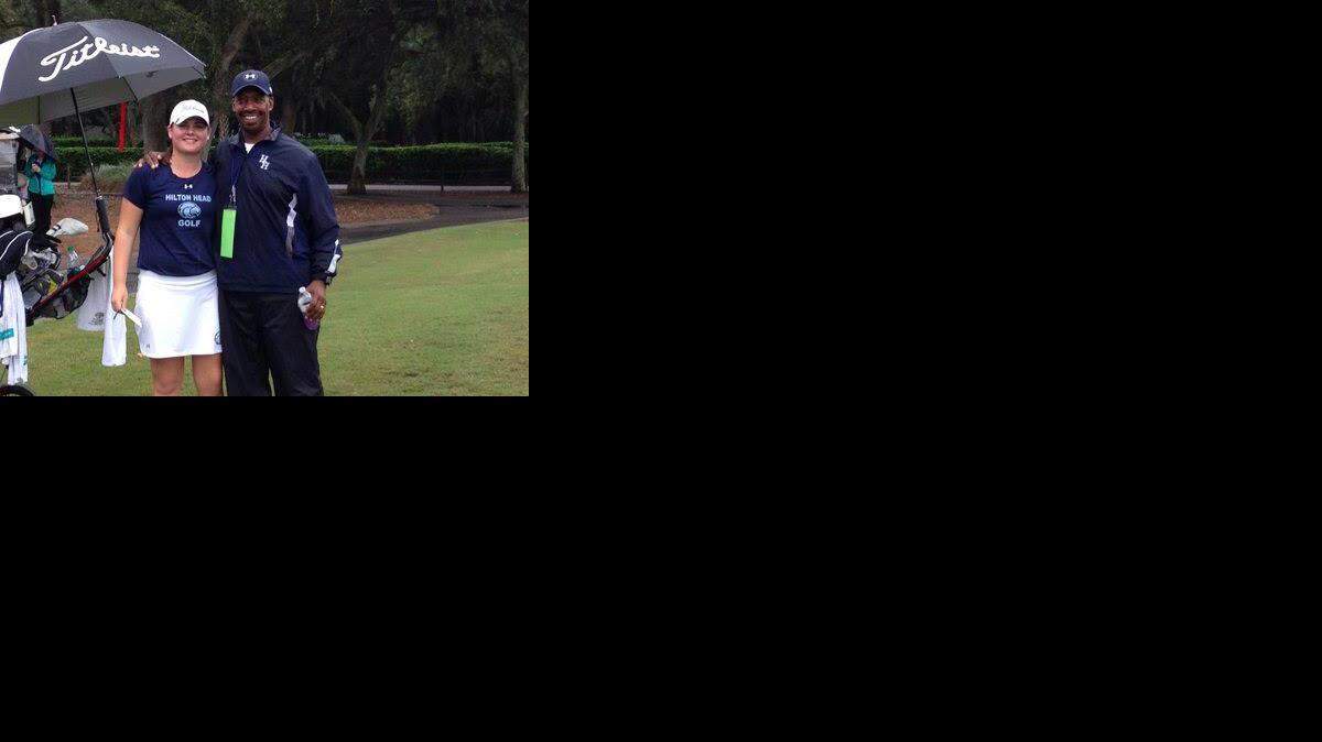 Hilton Head Island golfer Meredith Wipper and Seahawks head golf coach Rawn Grant.