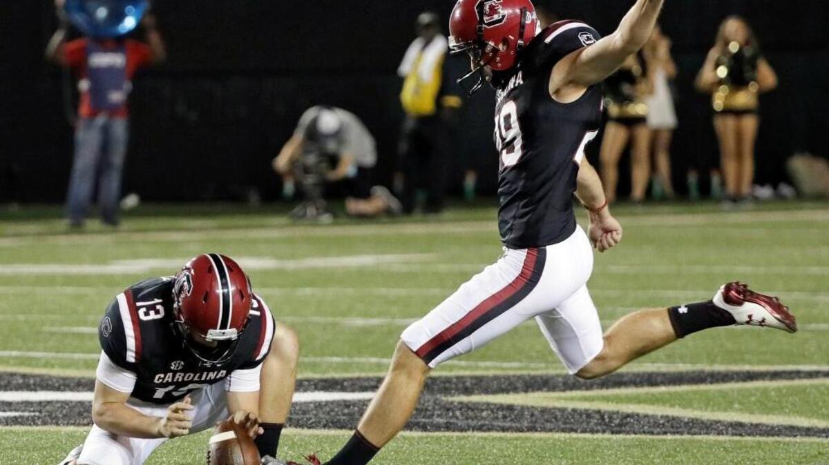South Carolina edged past Vanderbilt 13-10 on Thursday, thanks to this 55-yard field goal from the Gamecocks’ Elliott Fry.