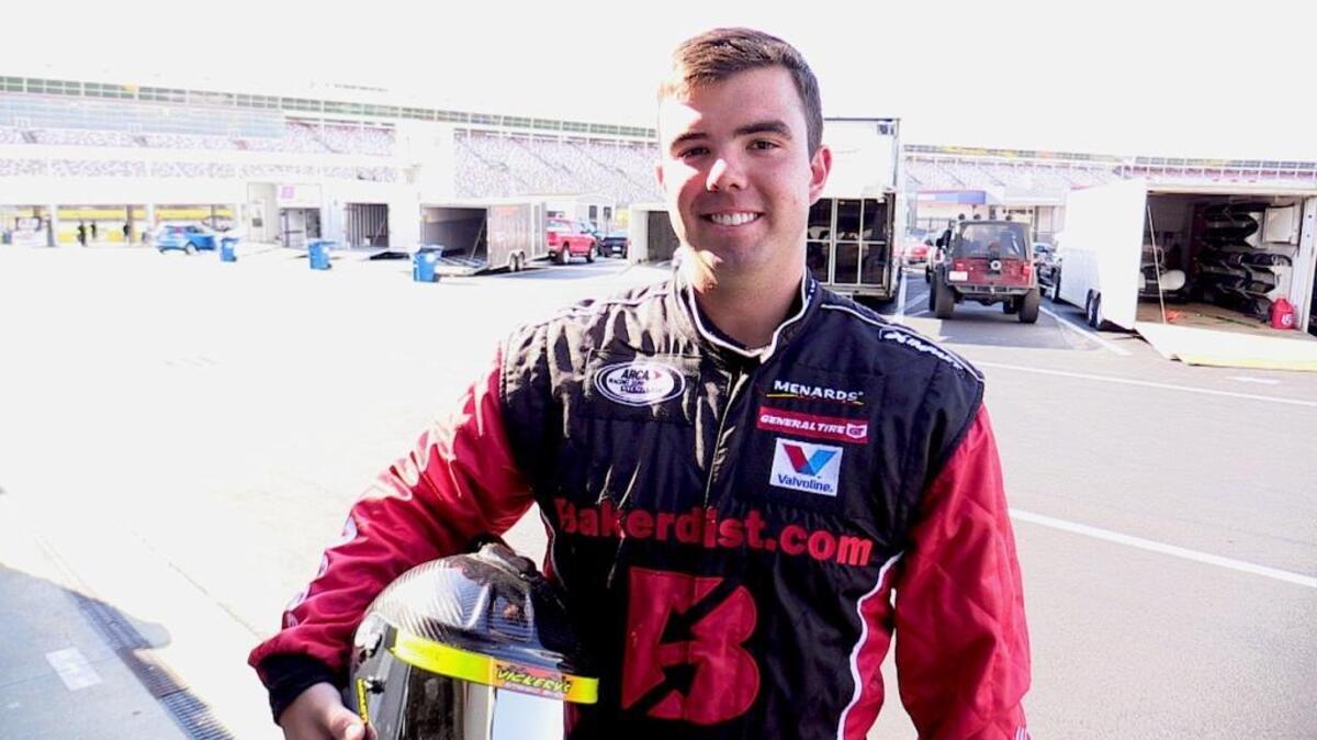 Gus Dean, 21, of Bluffton, is pictured on Tuesday, June 12, 2016, at the Charlotte Motor Speedway in Concord, N.C. In his second career start, Dean won an ARCA series race at the Talladega (Ala.) Superspeedway on April 29, increasing the buzz that his young career is pointing toward NASCAR’s top circuit.
