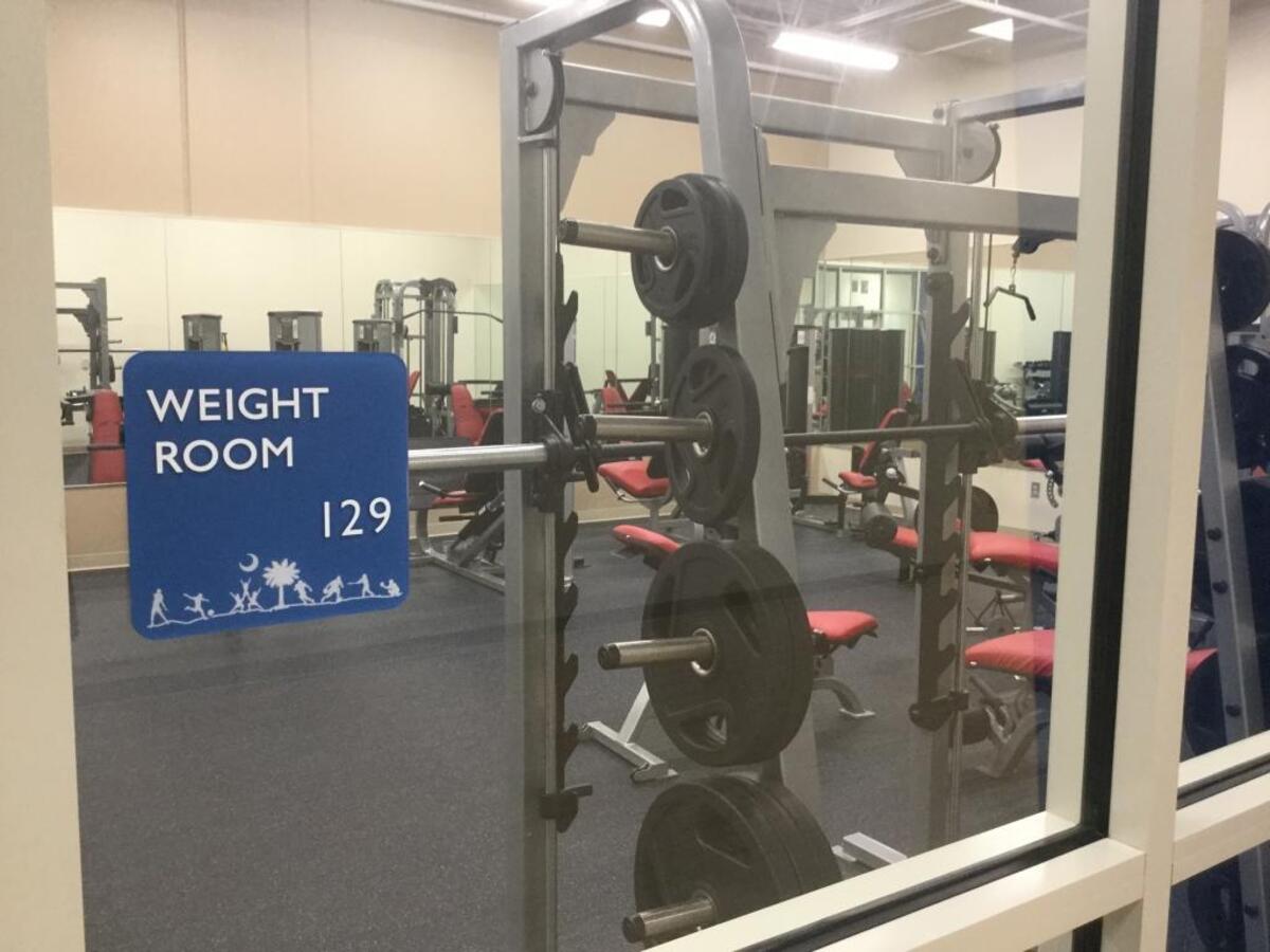 A new weight room with free weights and machines was added during the expansion project.