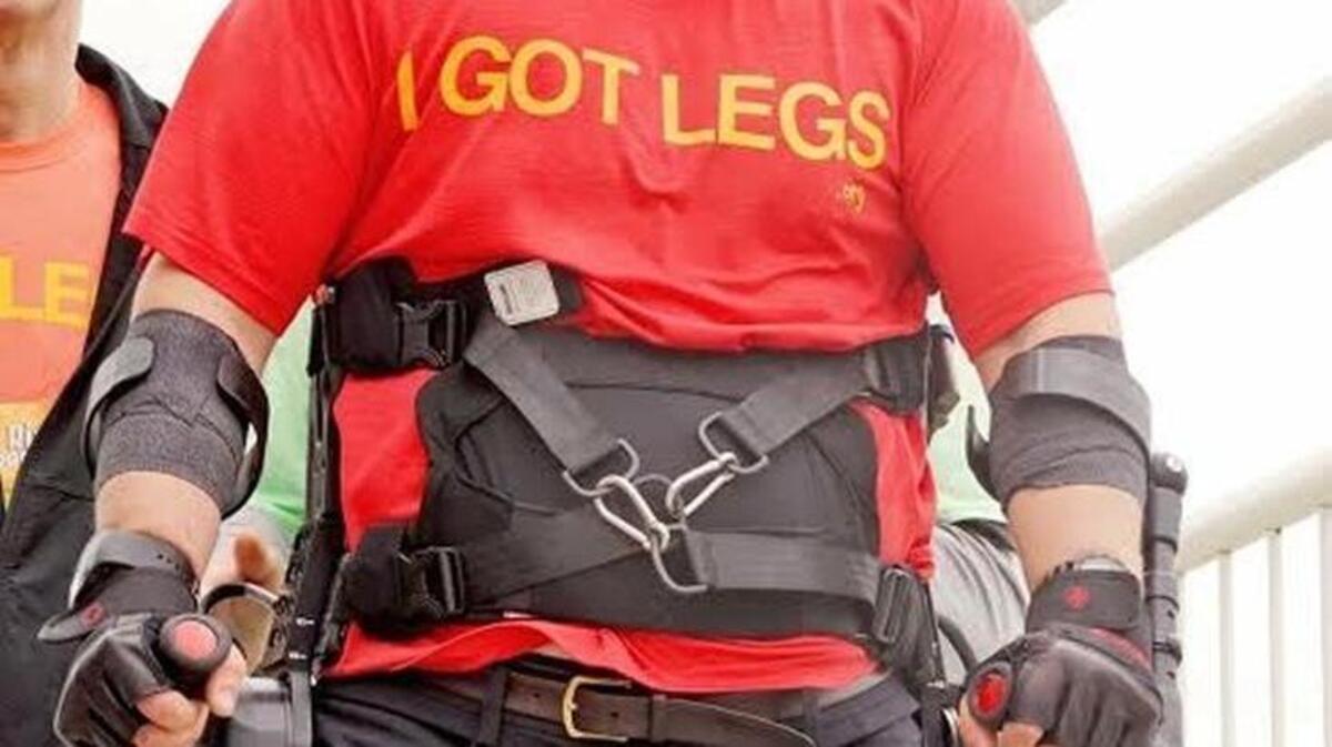 With the help of medical science, paraplegic Adam Gorlitsky took part in the Cooper River Bridge Run on April 2.