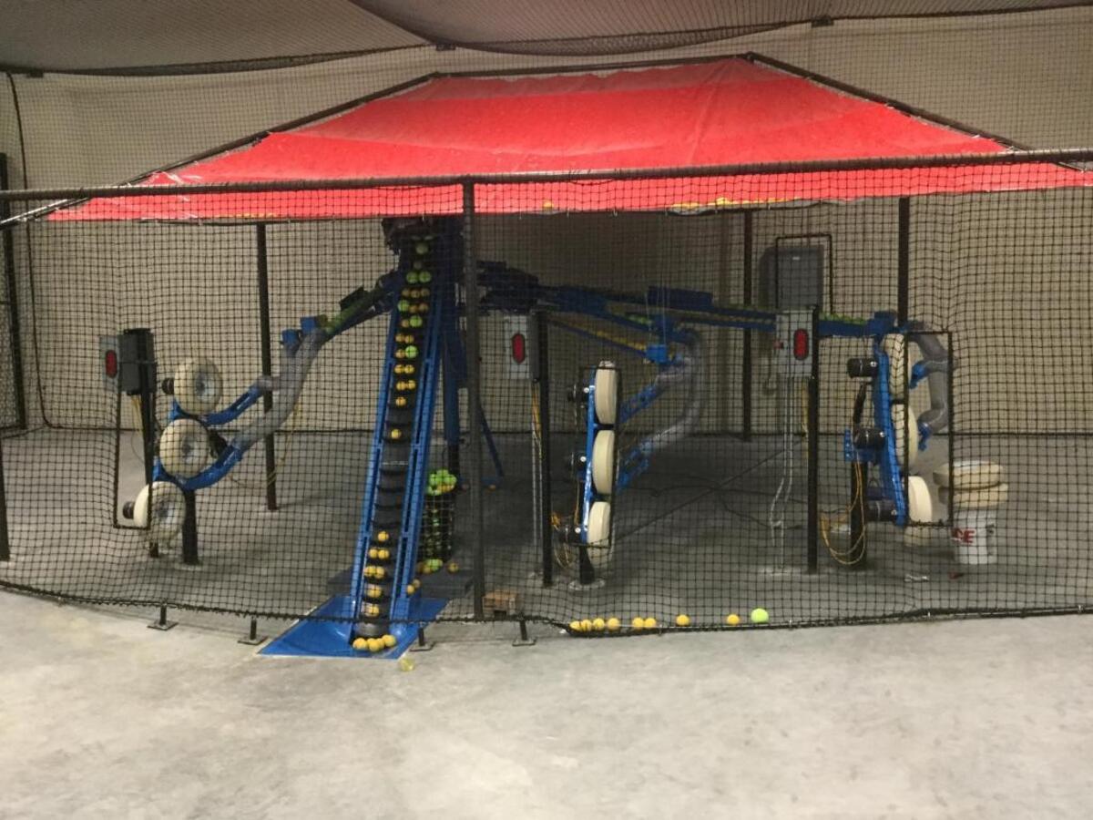 The facility has three automatic-pitch batting cages and a self-pitch practice area.