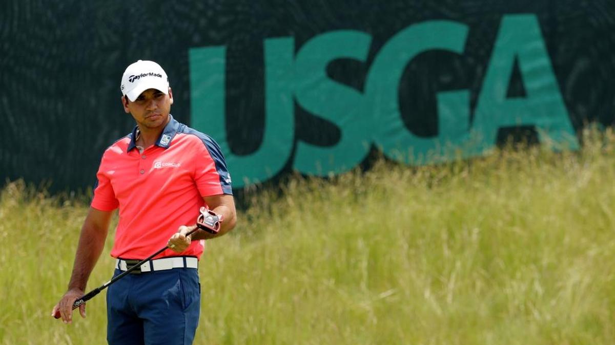 Jason Day watches his putt on the practice green at the U.S. Open on Wednesday at Oakmont Country Club in Oakmont, Pa.